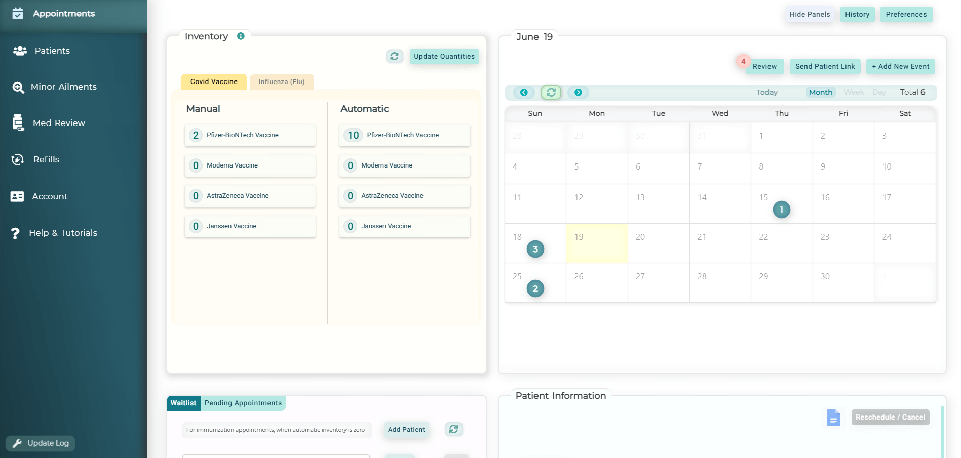 Appointments for pharmacies